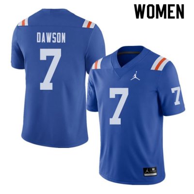 Women's Florida Gators #7 Duke Dawson NCAA Jordan Brand Royal Throwback Alternate Authentic Stitched College Football Jersey IDM5662BU